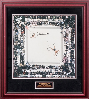 Muhammad Ali Autographed 20 x 20 Overhead Ringside Photo of Ali vs. Williams In 28 1/2 x 31 1/2 Frame (PSA/DNA)